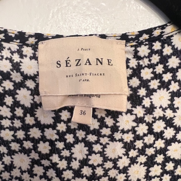 Sezane Sola dress, navy blue daisy print - Picture 6 of 7
